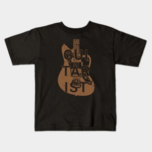 Guitarist Electric Guitar Body Brown Color Kids T-Shirt